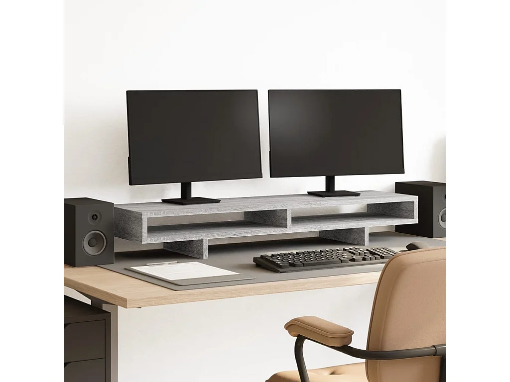 Sonoma grauer Monitorständer 100 x 27 x 15 cm, Holzwerkstoff