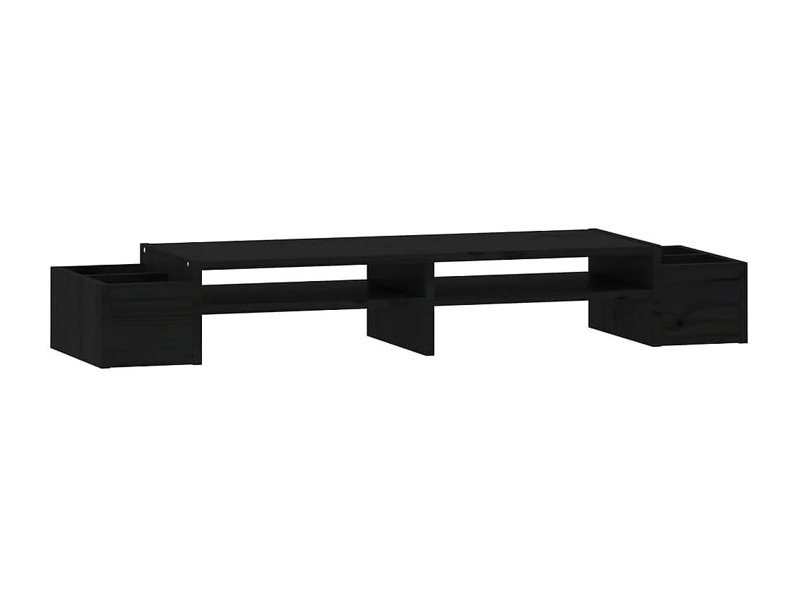 Supporto per monitor Nero 100x27,5x15 cm Legno di pino massiccio