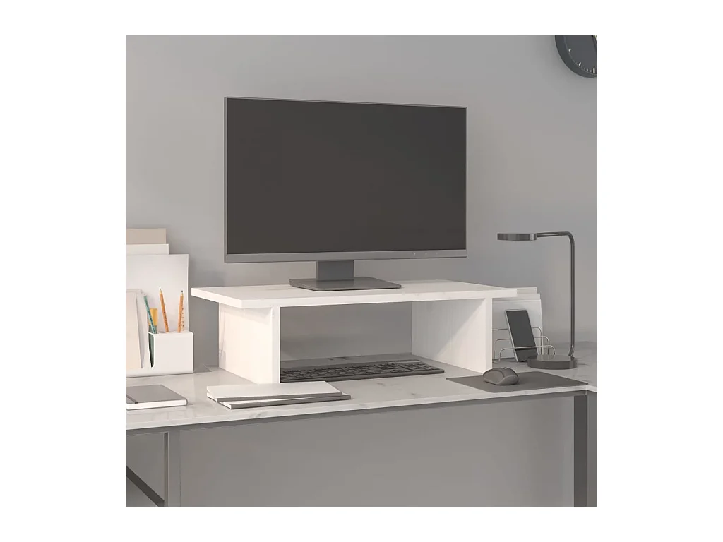 Support de moniteur Blanc 50x27x15 cm Bois de pin solide