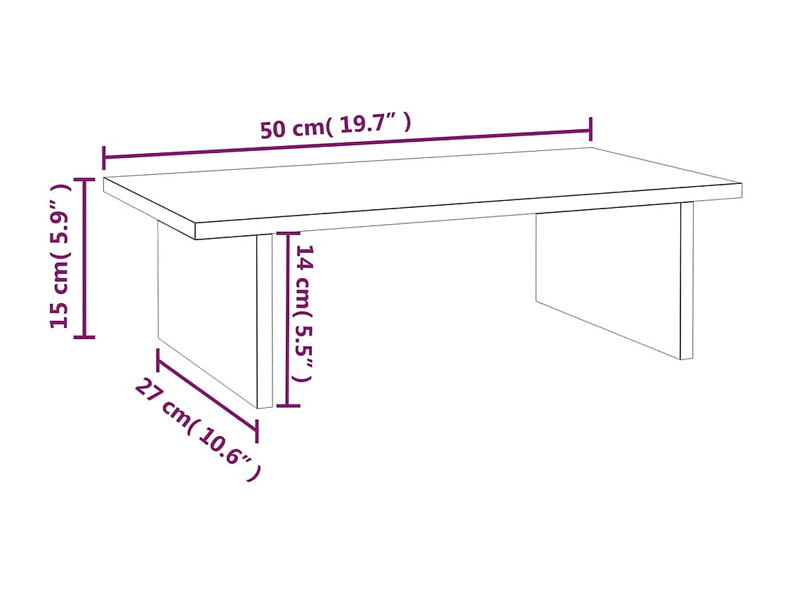 Support de moniteur Blanc 50x27x15 cm Bois de pin solide