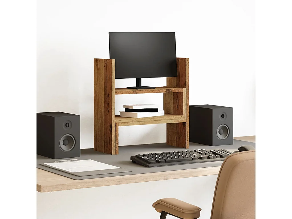 Organizador de escritorio ajustable madera vieja madera contrachapada