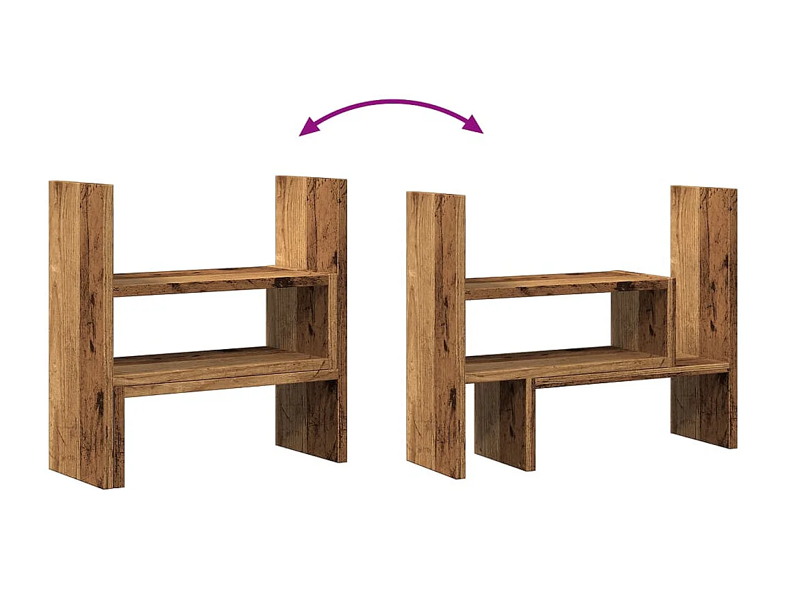 Organizador de escritorio ajustable madera vieja madera contrachapada