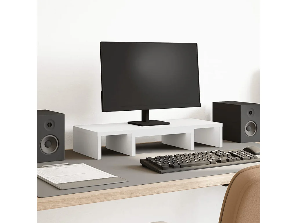 Supporto per monitor regolabile in derivati del legno bianco