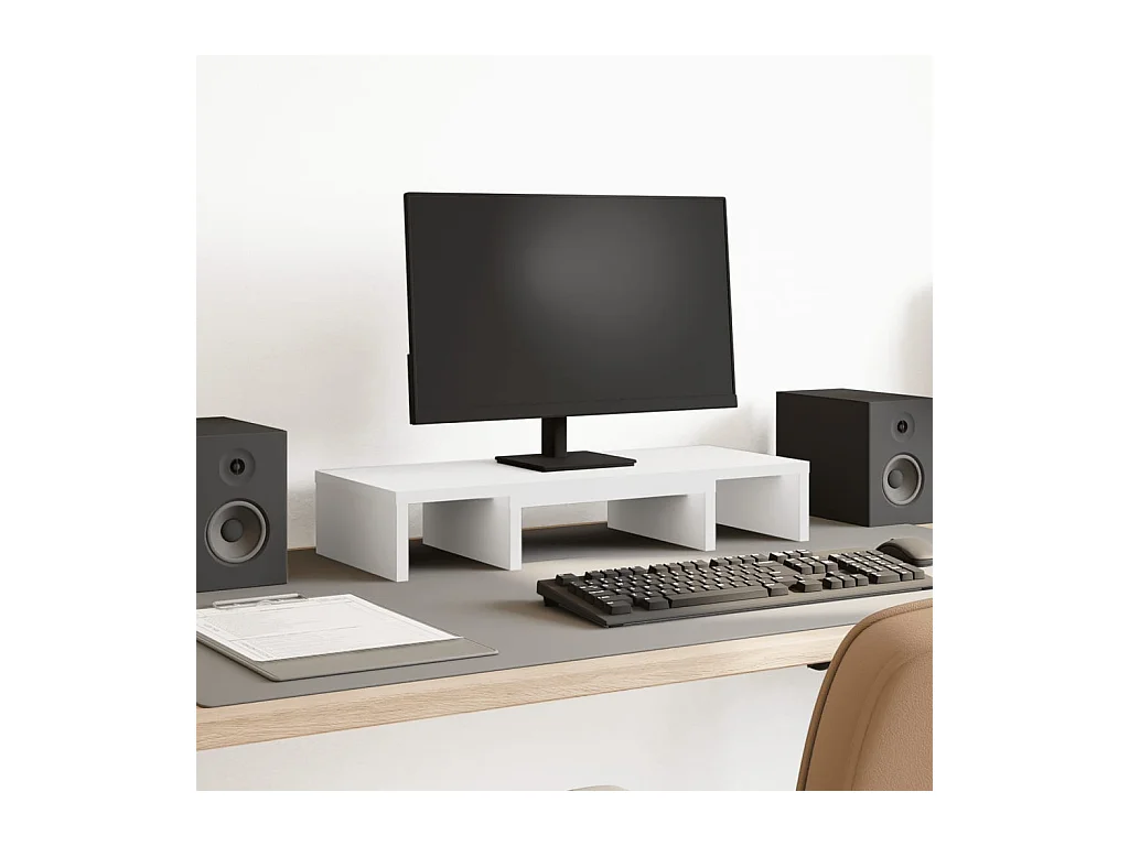Support de moniteur réglable blanc bois d'ingénierie