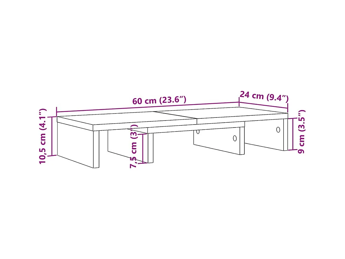 Support de moniteur réglable blanc bois d'ingénierie