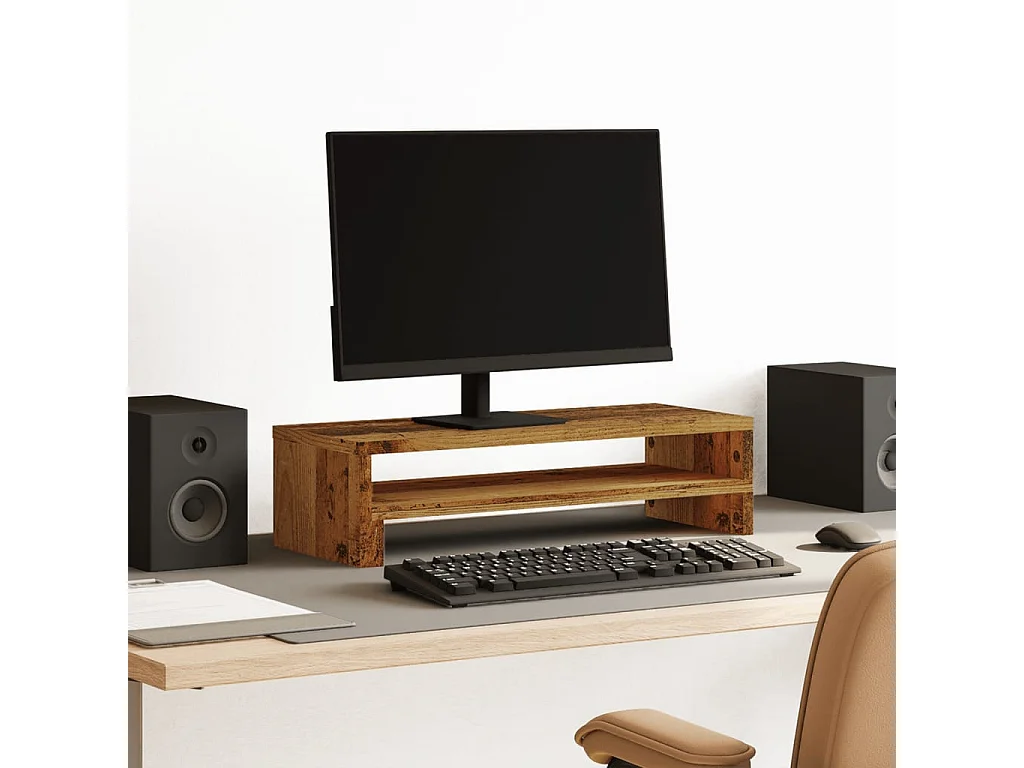Support de moniteur vieux bois 54x22x15 cm bois d'ingénierie