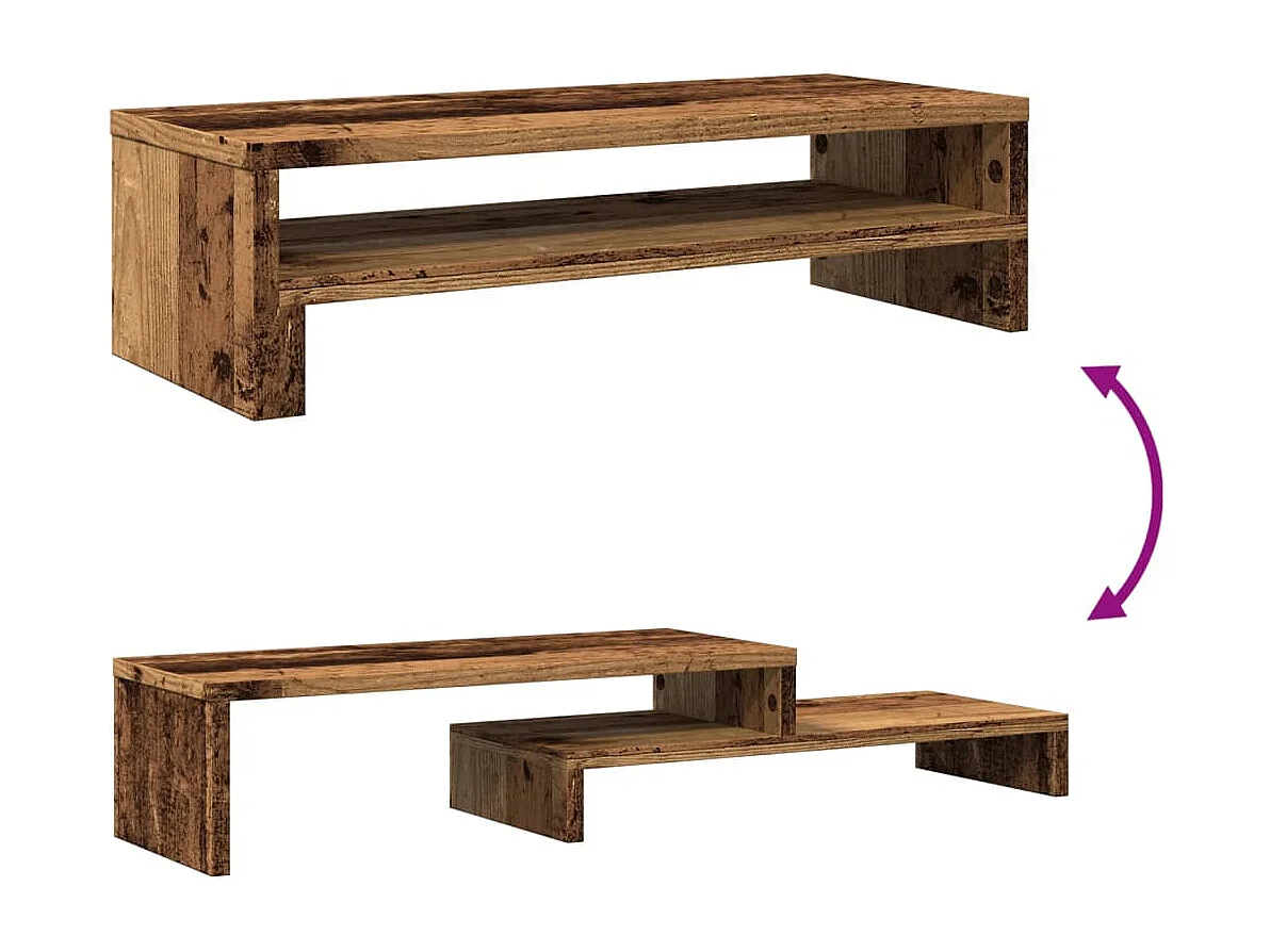 Support de moniteur vieux bois 54x22x15 cm bois d'ingénierie