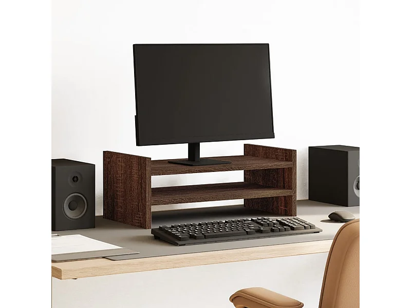 Support de moniteur chêne marron 50x27x20 cm bois d'ingénierie