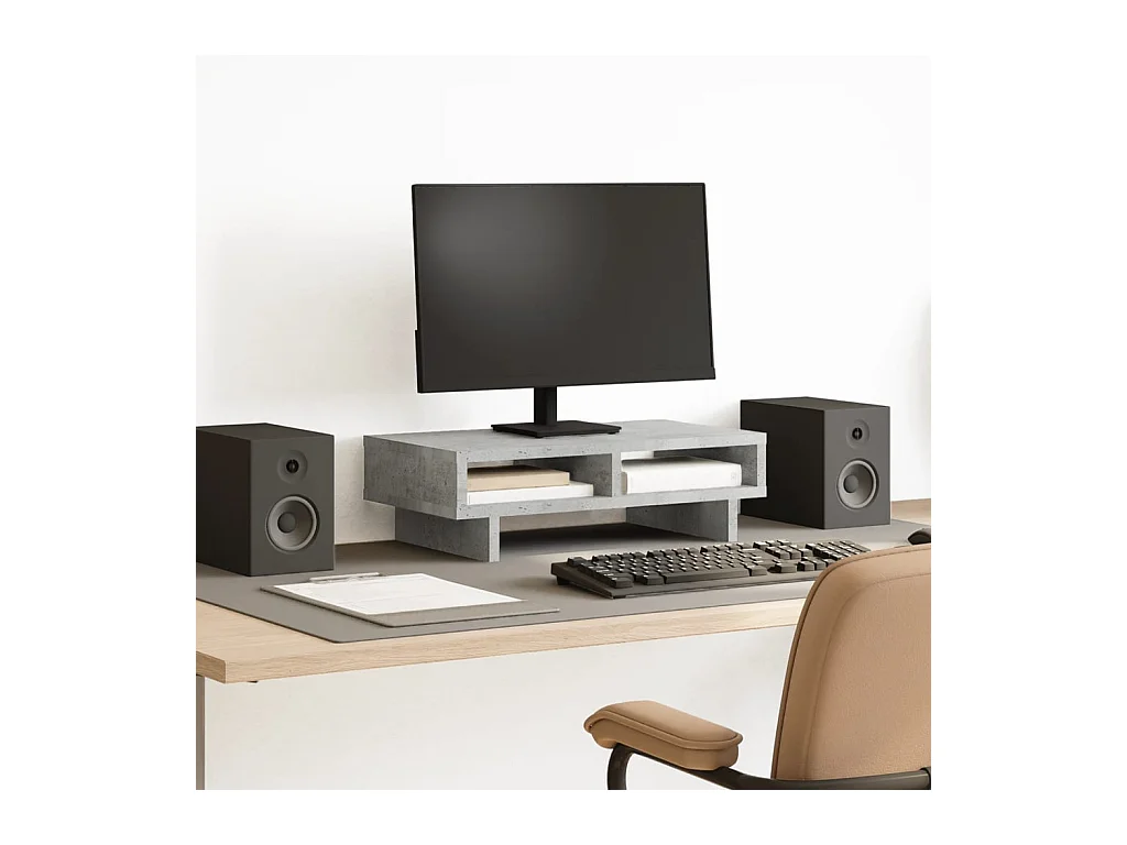 Supporto per monitor grigio cemento 50x27x15 cm in derivati del legno