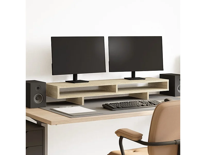 Soporte para monitor roble Sonoma 100x27x15 cm madera contrachapada