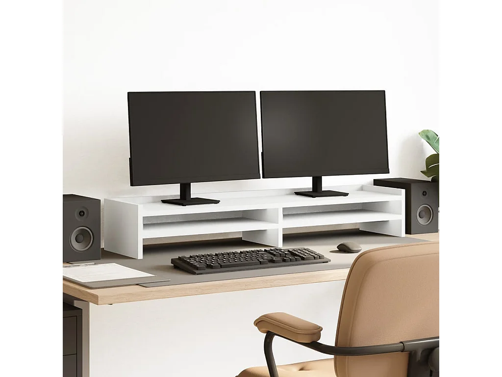 Soporte para monitor blanco 100x24x16 cm de madera contrachapada