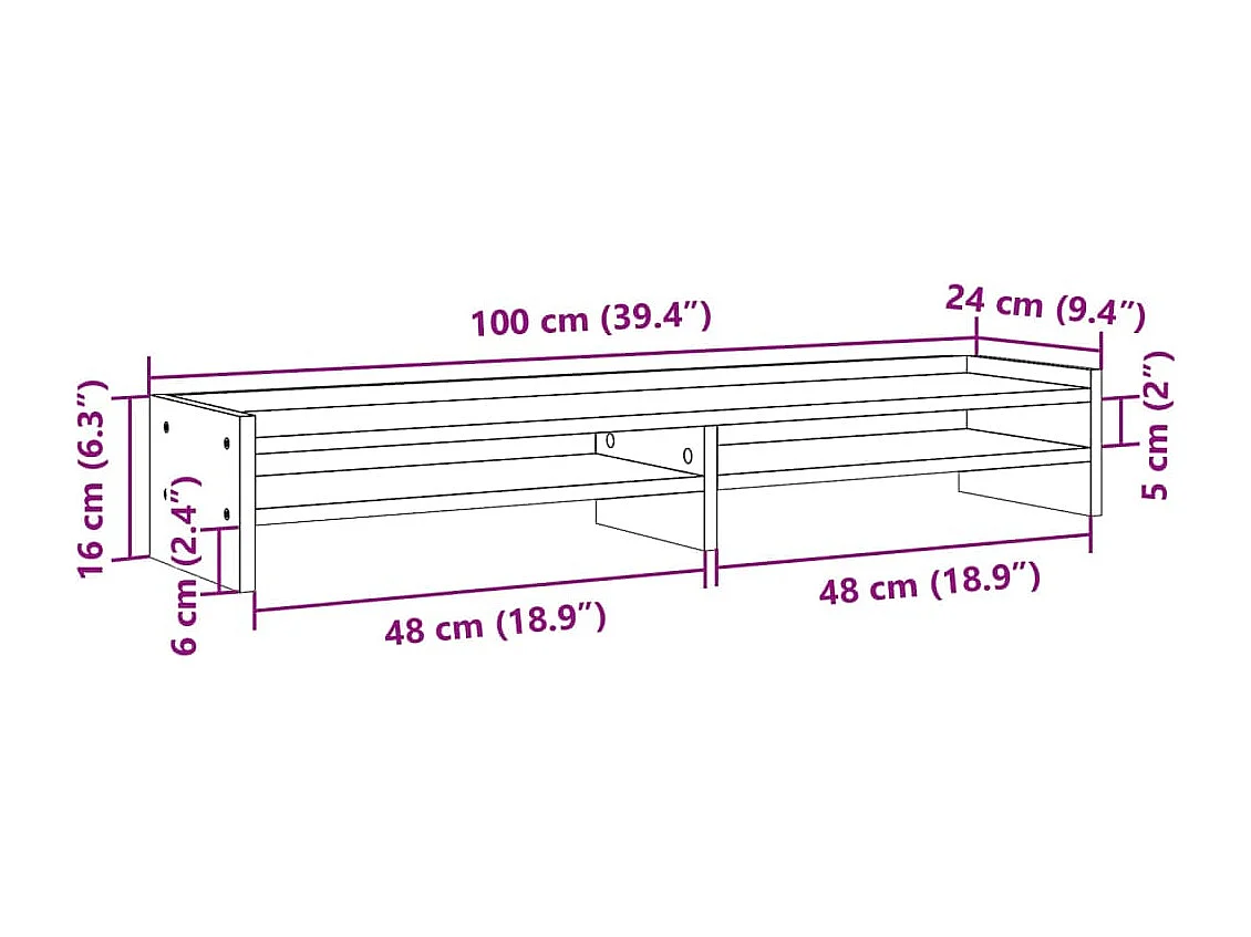 Support de moniteur blanc 100x24x16 cm bois d'ingénierie