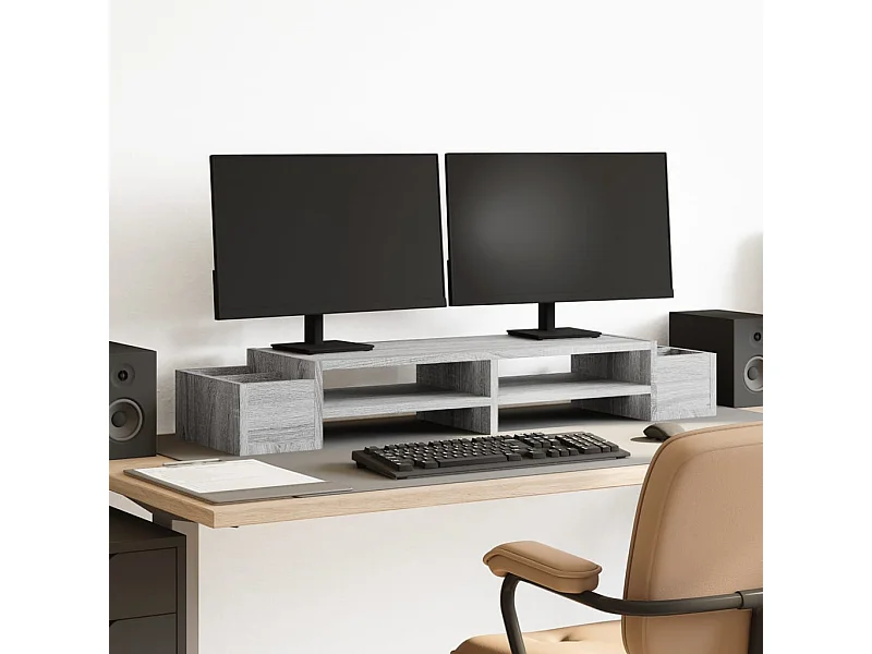 Support de moniteur avec rangement sonoma gris bois ingénierie
