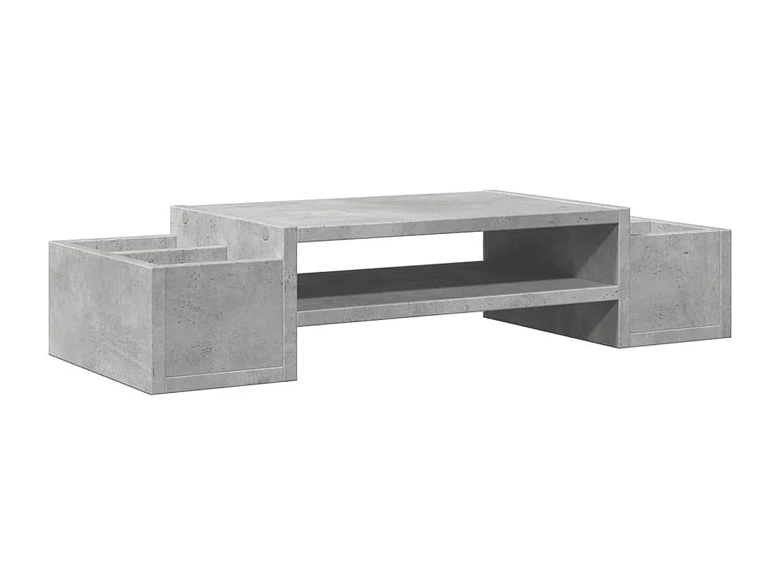 Support de moniteur avec rangement gris béton bois d'ingénierie