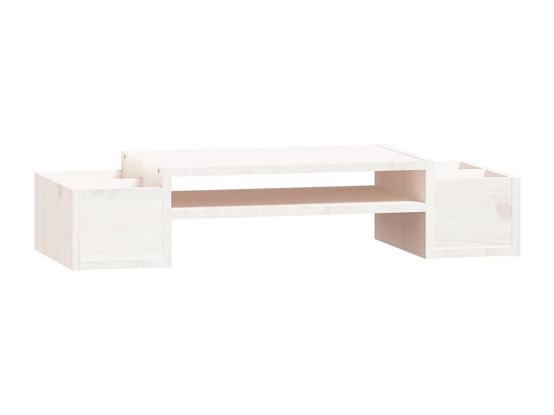 Soporte para monitor Blanco 70x27,5x15 cm Madera maciza de pino