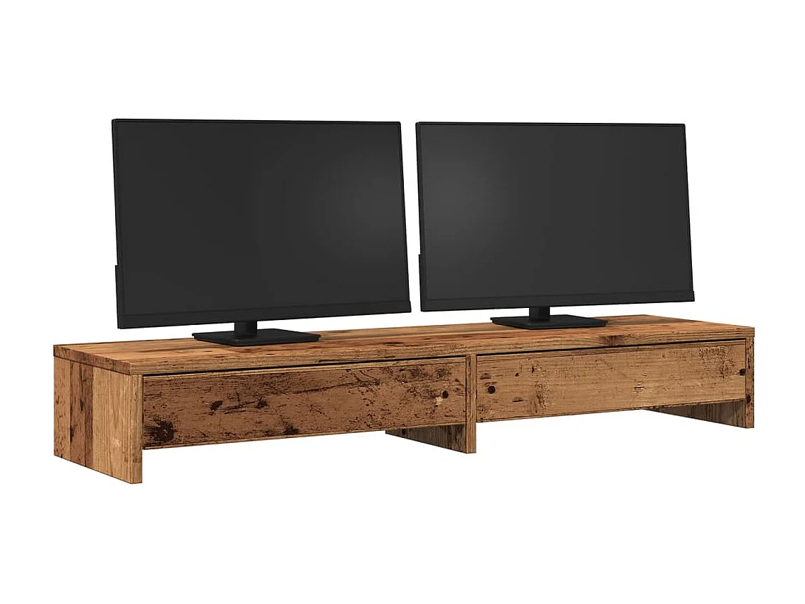 Soporte para monitor con cajones de madera contrachapada antigua