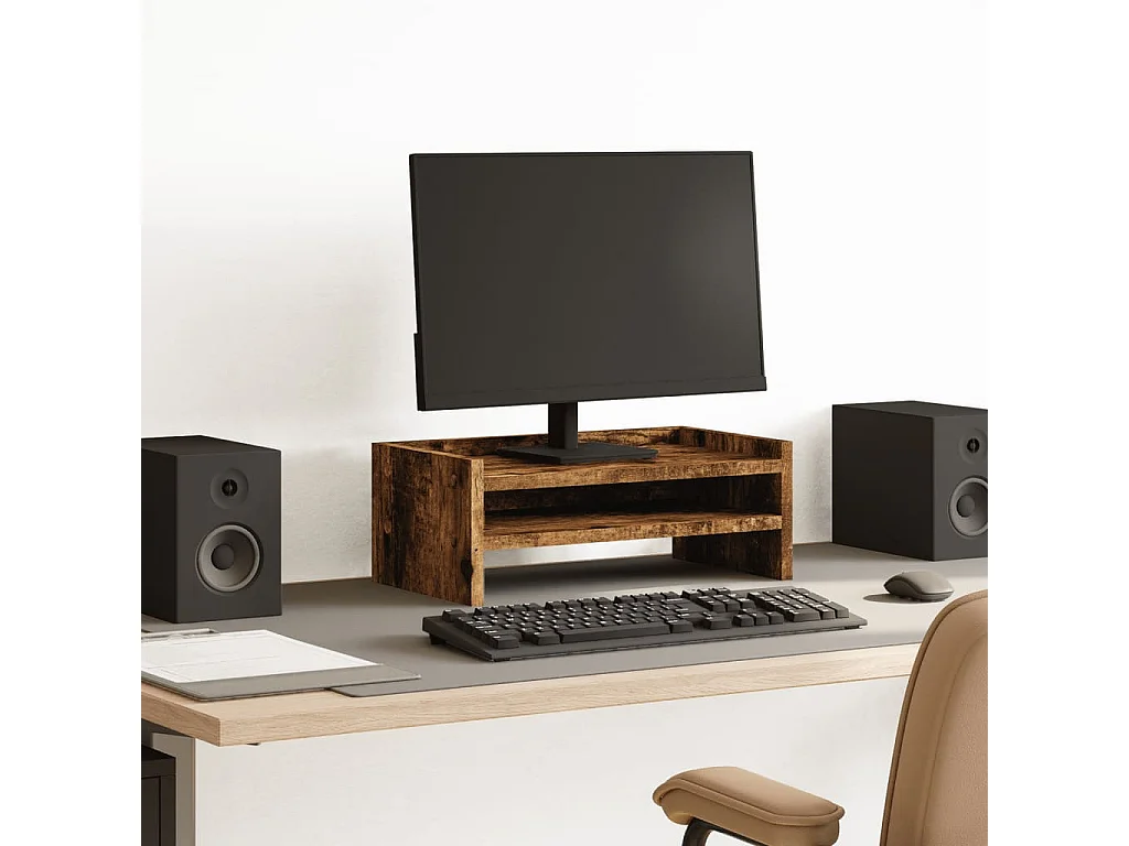 Support de moniteur chêne fumé 42x24x16 cm bois d'ingénierie