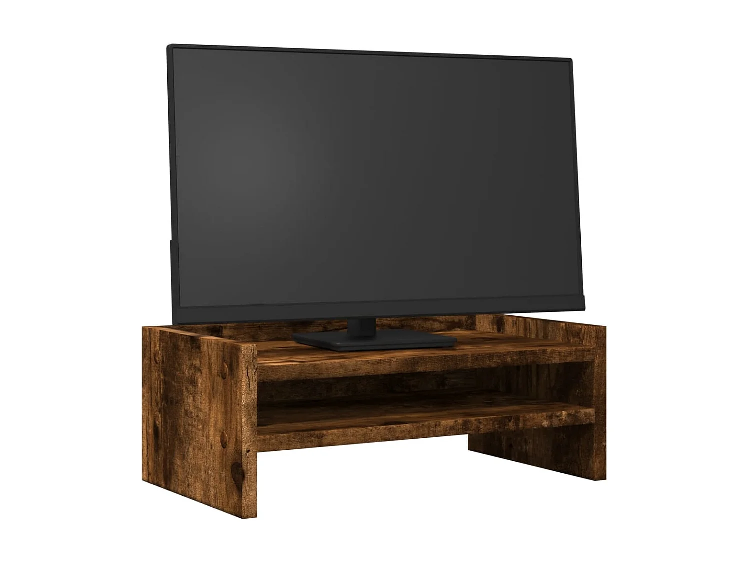 Support de moniteur chêne fumé 42x24x16 cm bois d'ingénierie