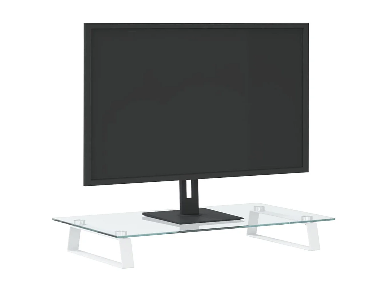 Supporto per monitor bianco 60x35x8 cm in vetro temperato e metallo