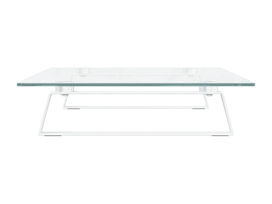 Supporto per monitor bianco 60x35x8 cm in vetro temperato e metallo