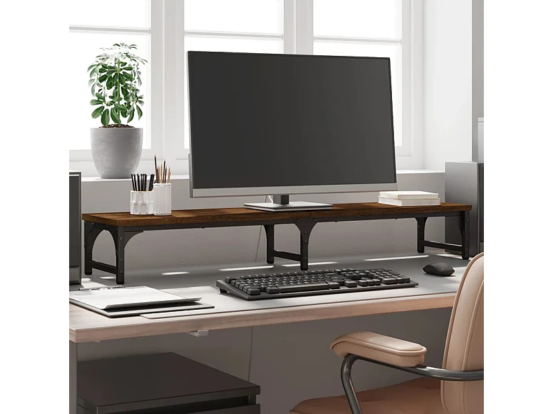 Suporte para monitor em carvalho marrom 105x23x15,5 cm madeira projetada
