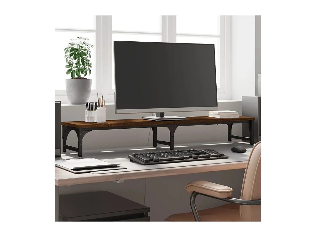 Supporto per monitor in rovere marrone 105x23x15,5 cm in derivati del legno