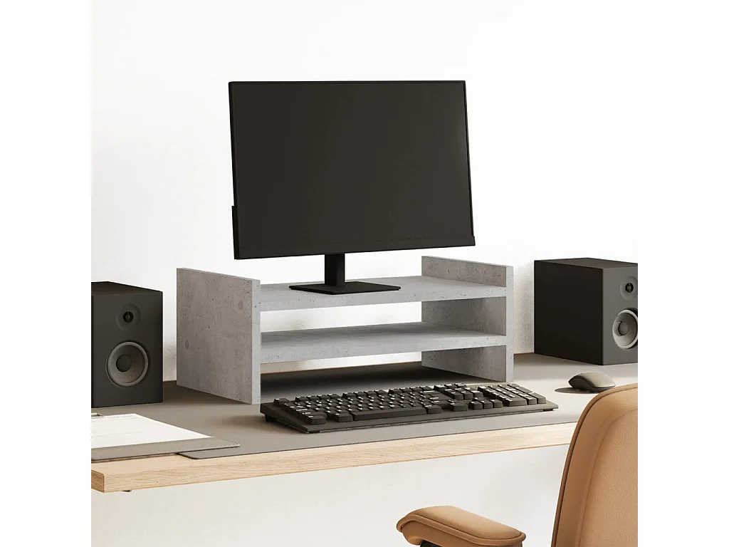 Suporte para monitor cinza concreto 50x27x20 cm madeira projetada