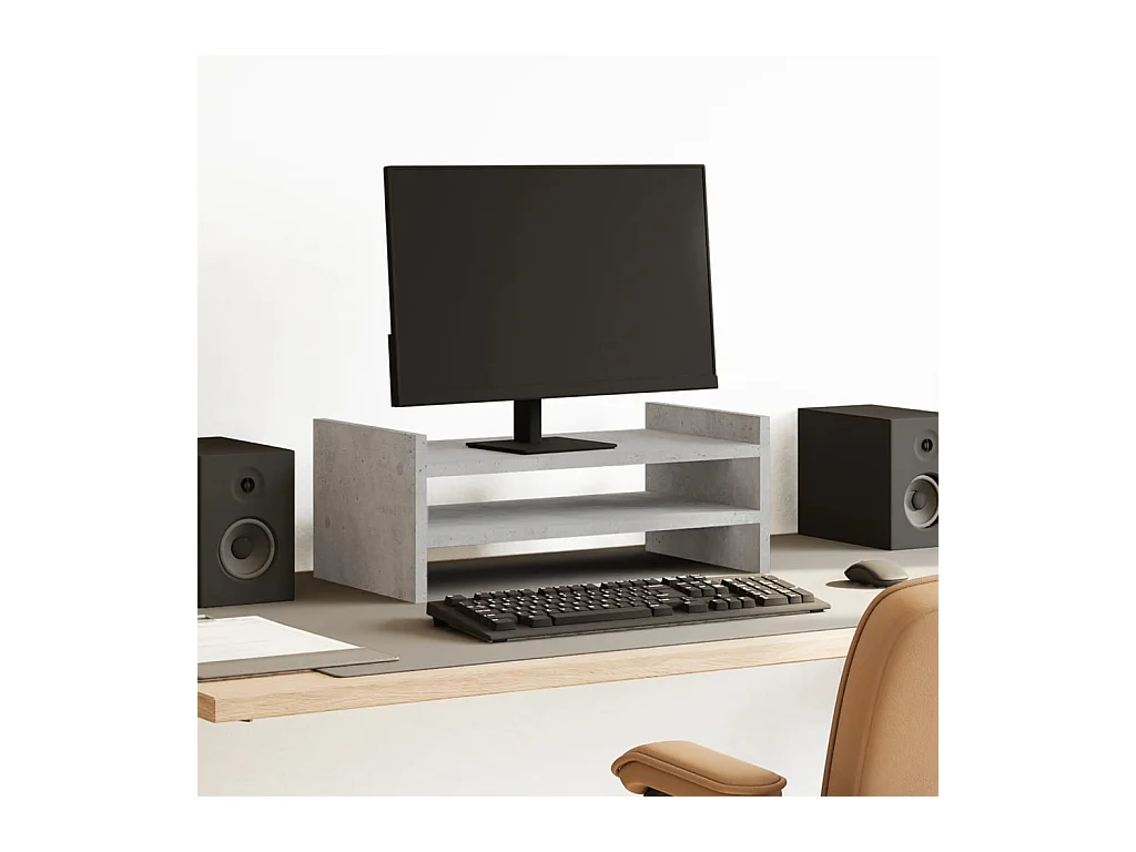 Supporto per monitor grigio cemento 50x27x20 cm in derivati del legno