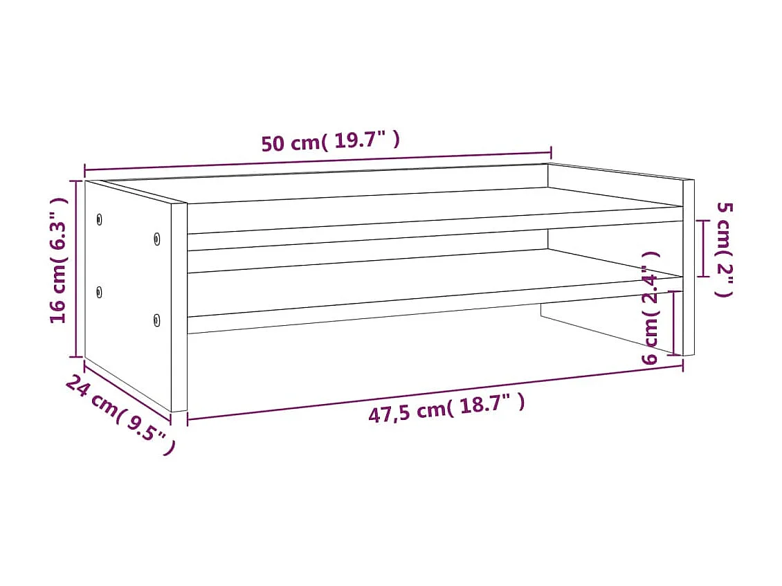 Suporte para monitor Castanho mel 50x24x16 cm Madeira maciça de pinho