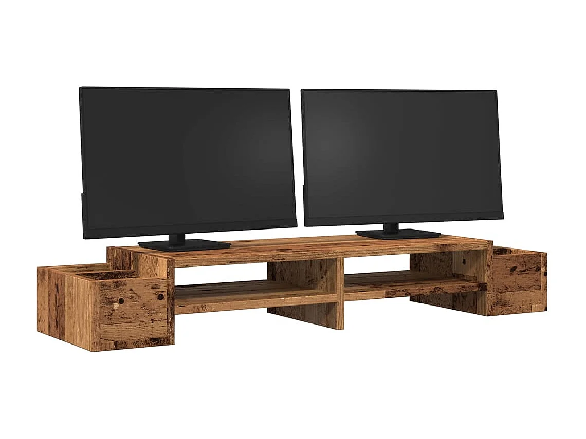 Suporte para monitor com armazenamento de madeira antiga madeira projetada