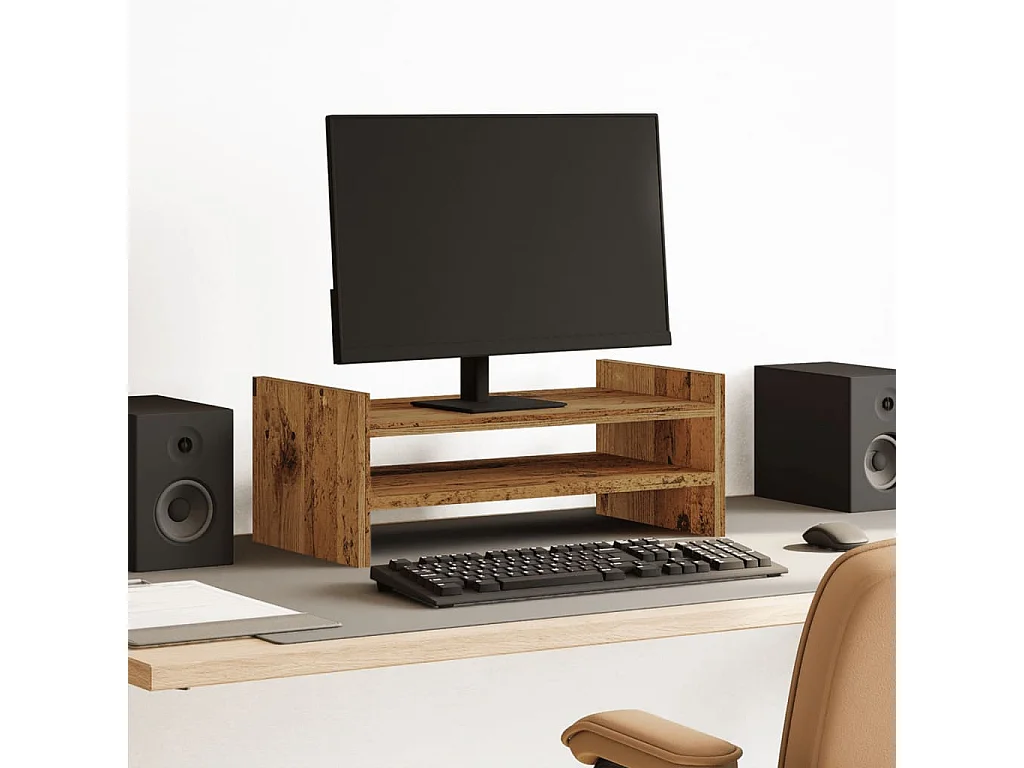 Support de moniteur vieux bois 50x27x20 cm bois d'ingénierie