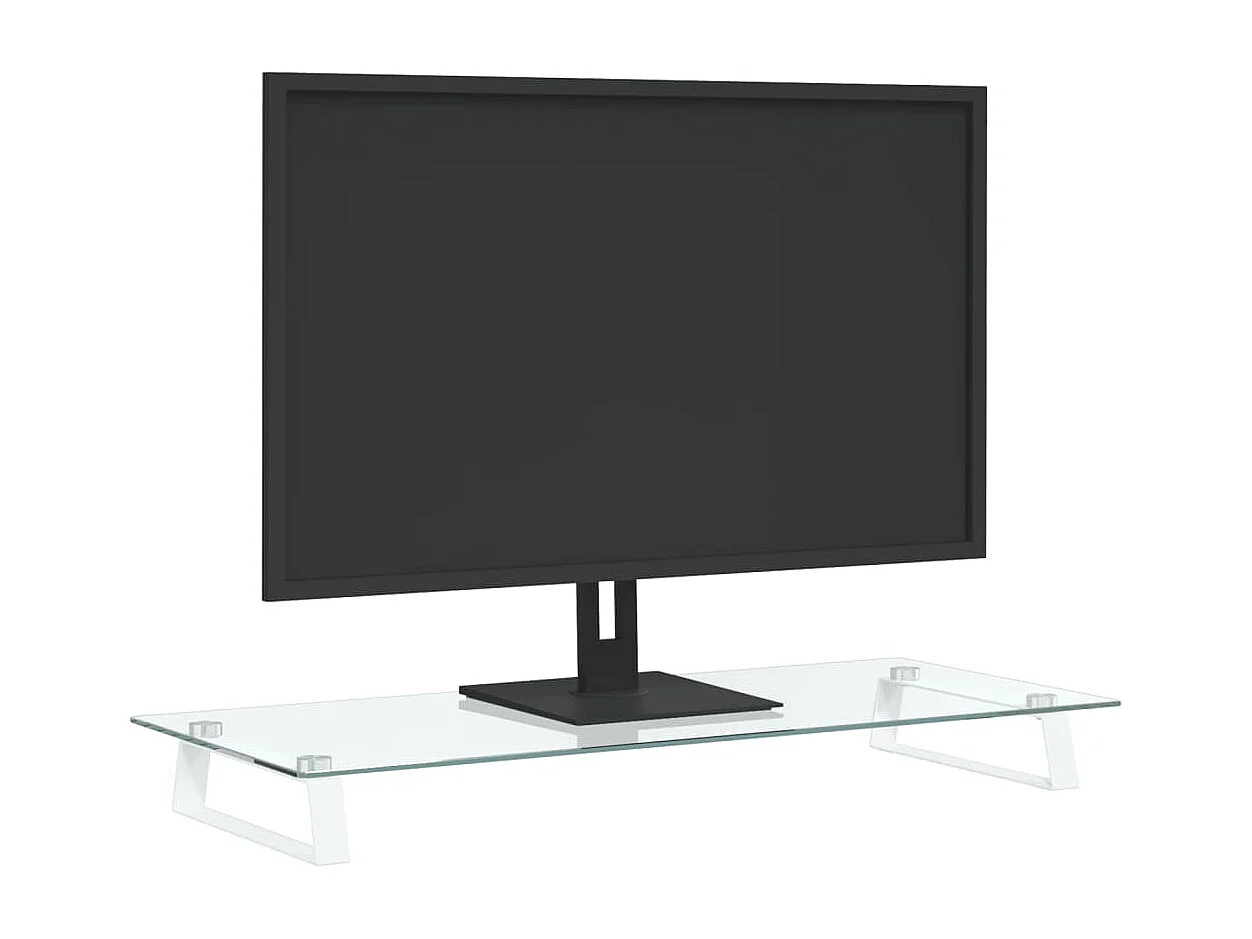 Suporte para monitor branco 80x35x8 cm vidro temperado e metal