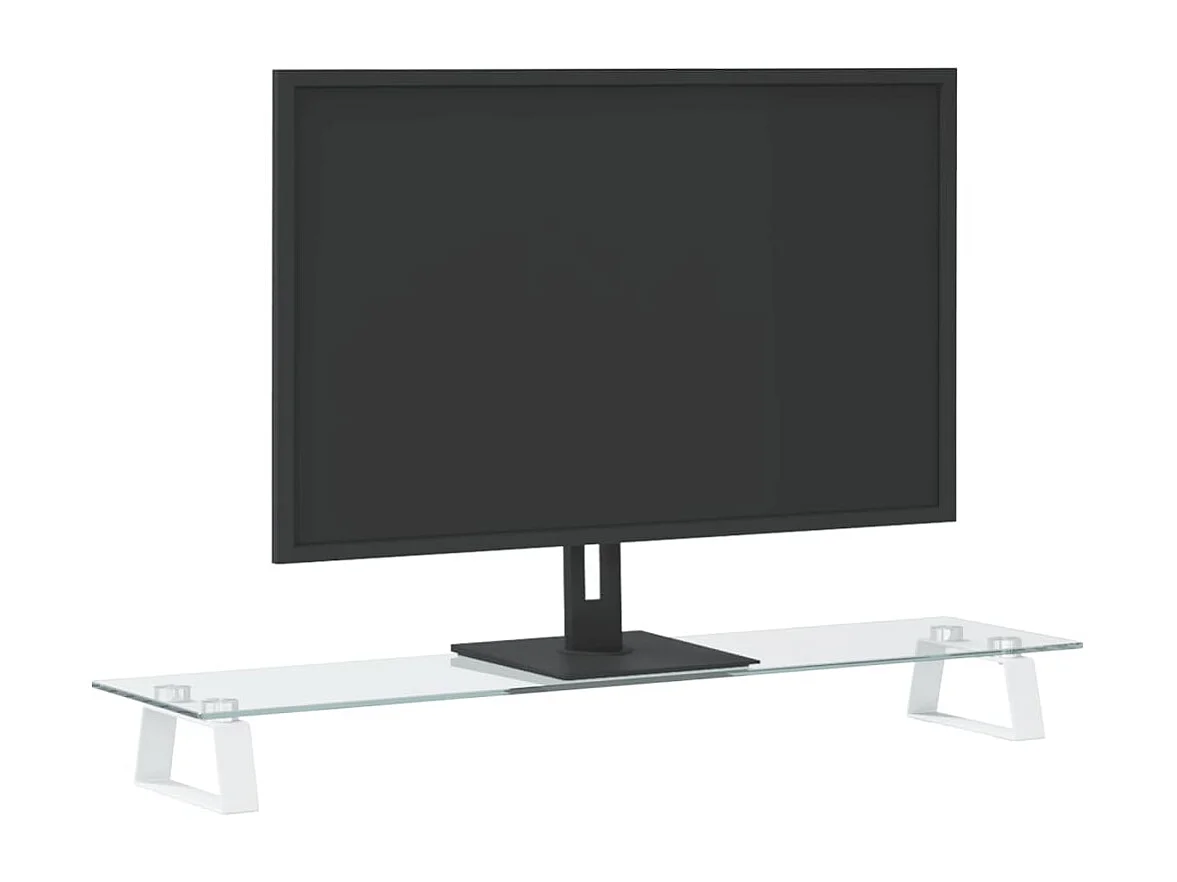 Support de moniteur blanc 80x20x8 cm verre trempé et métal