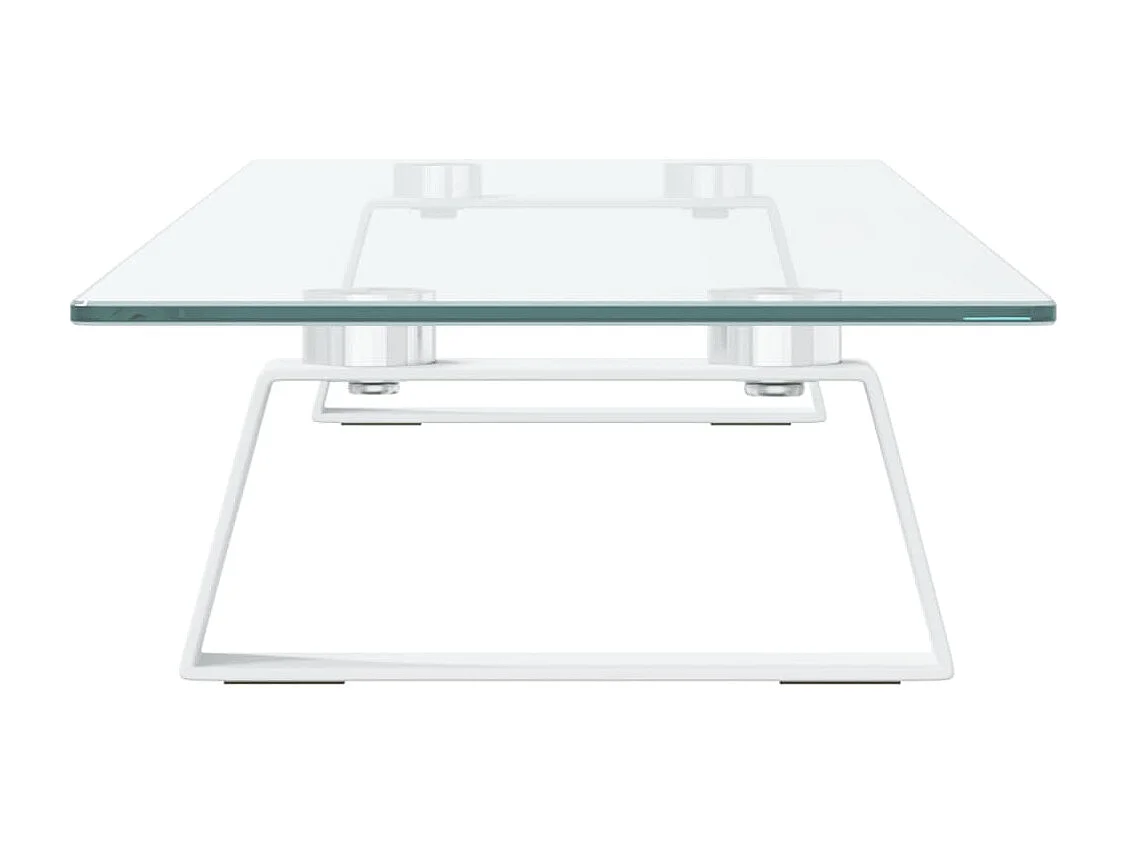 Weißer Monitorständer 80x20x8 cm aus gehärtetem Glas und Metall