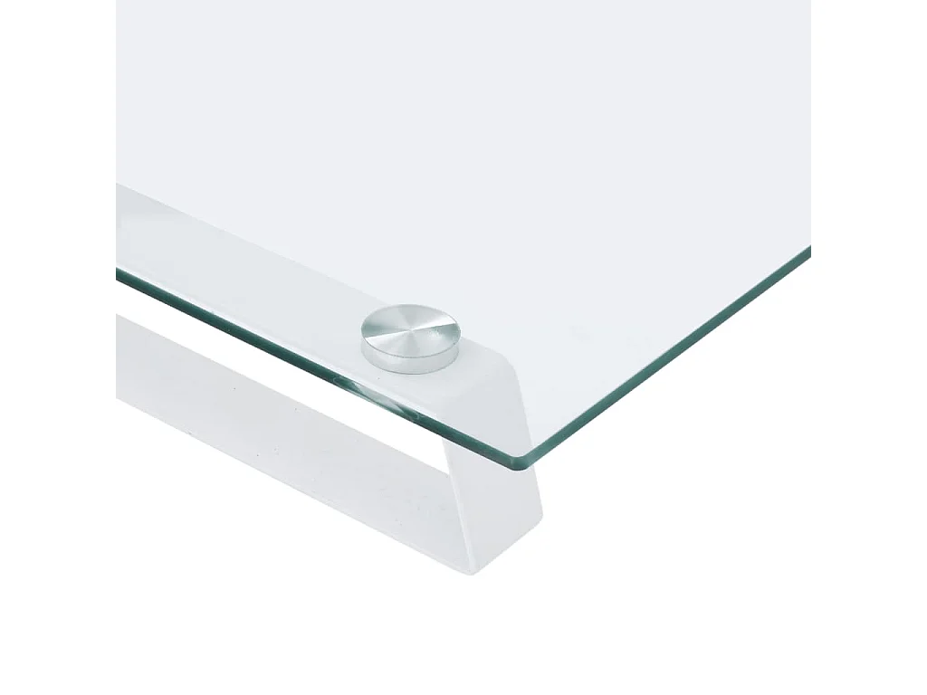 Weißer Monitorständer 80x20x8 cm aus gehärtetem Glas und Metall