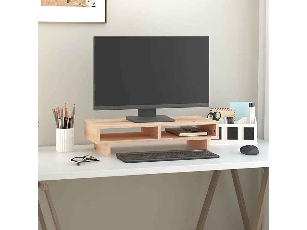 Support pour moniteur 60x27x14 cm Bois de pin solide