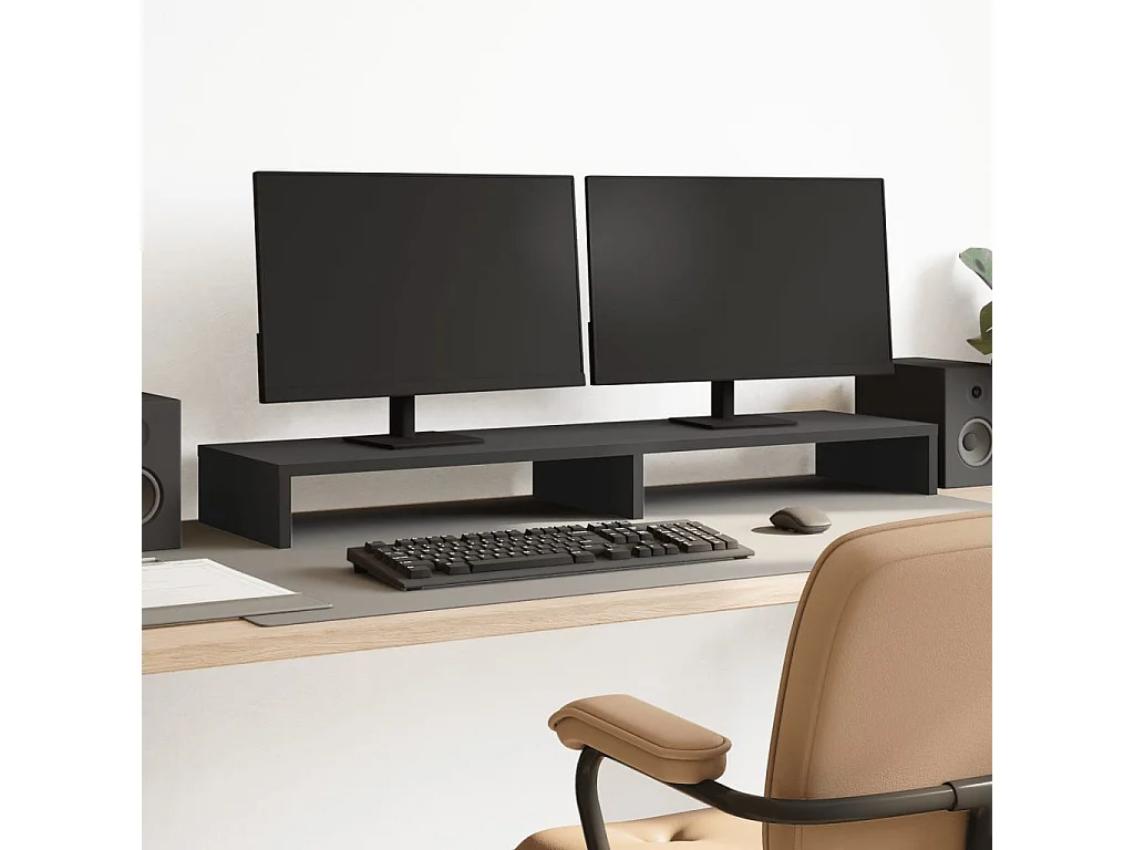 Support de moniteur noir 100x27x10 cm bois d'ingénierie