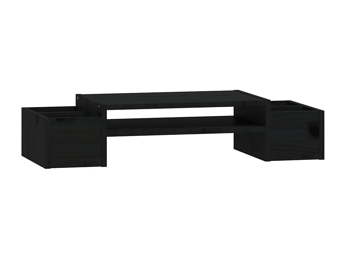 Support de moniteur Noir 70x27,5x15 cm Bois de pin solide