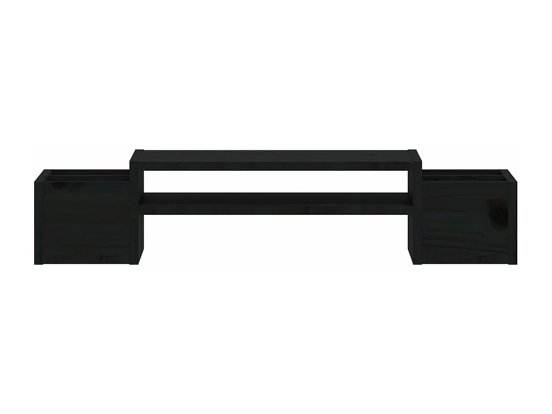 Support de moniteur Noir 70x27,5x15 cm Bois de pin solide