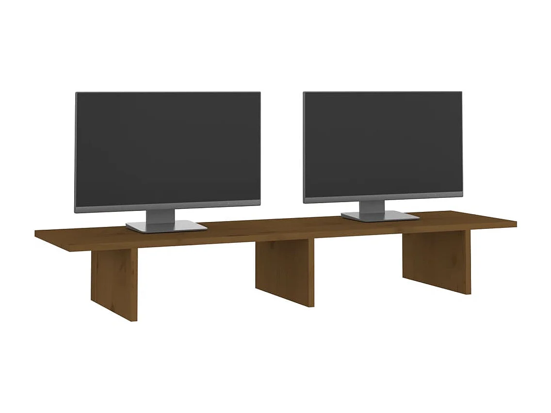 Suporte para monitor Castanho mel 100x27x15 cm Madeira maciça de pinho