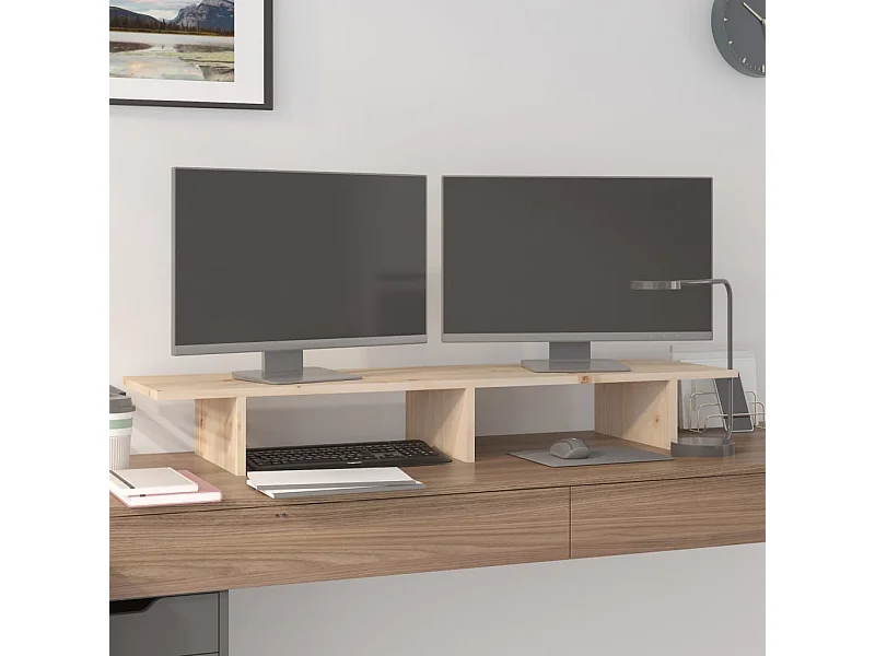 Monitorständer 100x27x15 cm Massives Kiefernholz
