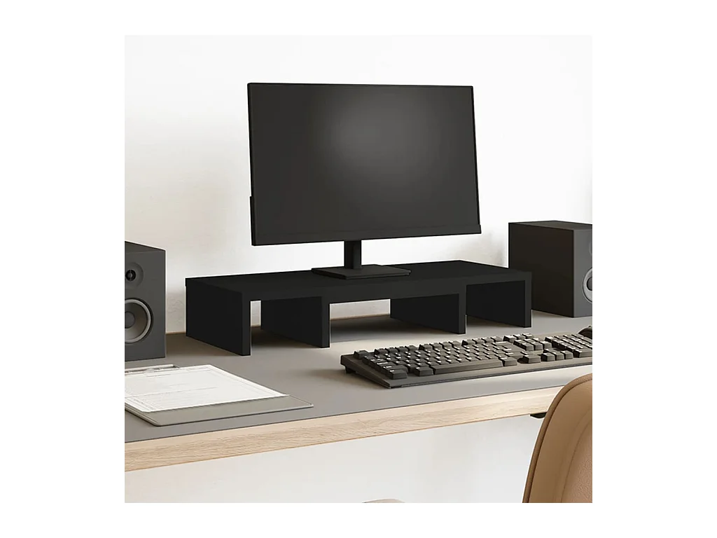 Support de moniteur réglable noir bois d'ingénierie