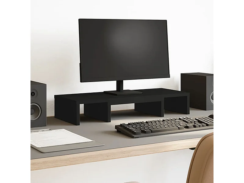 Support de moniteur réglable noir bois d'ingénierie