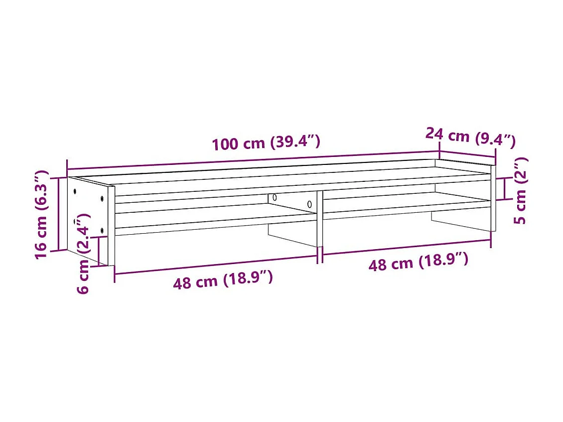 Soporte para monitor roble Sonoma 100x24x16 cm madera contrachapada