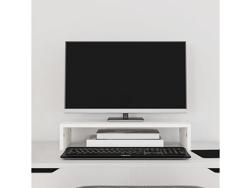 Suporte para monitor Branco 50x27x10 cm Madeira maciça de pinho