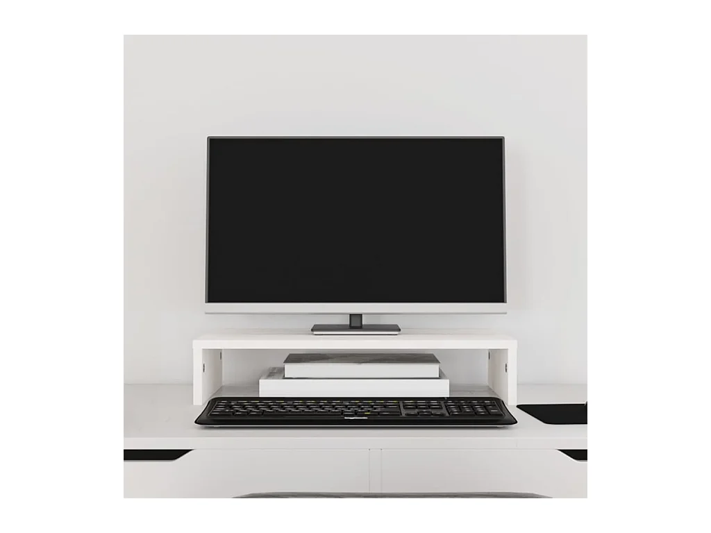 Support de moniteur Blanc 50x27x10 cm Bois de pin solide