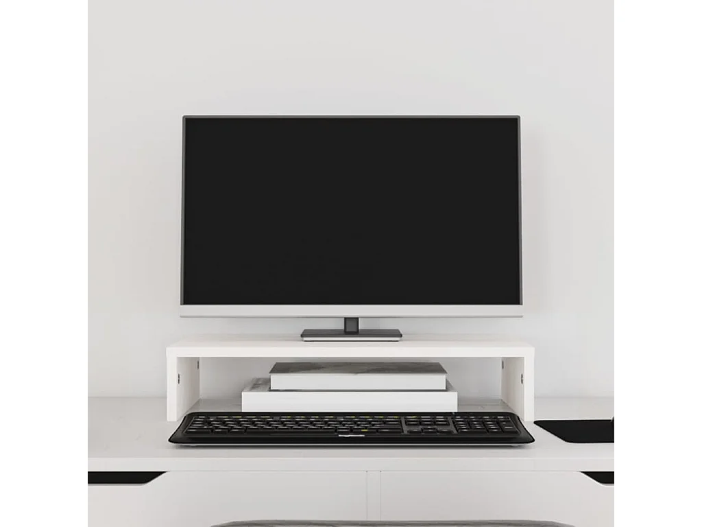 Support de moniteur Blanc 50x27x10 cm Bois de pin solide