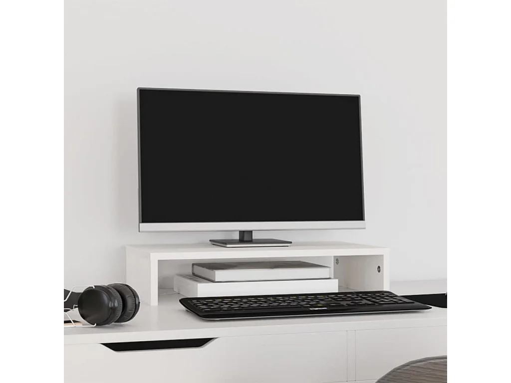 Support de moniteur Blanc 50x27x10 cm Bois de pin solide