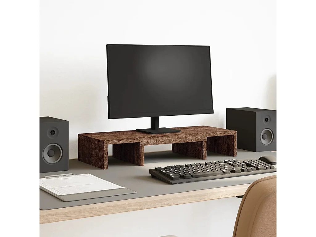 Support de moniteur réglable chêne marron bois d'ingénierie