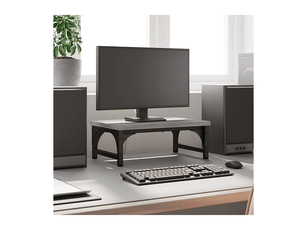 Support de moniteur sonoma gris 37x23x14 cm bois d'ingénierie
